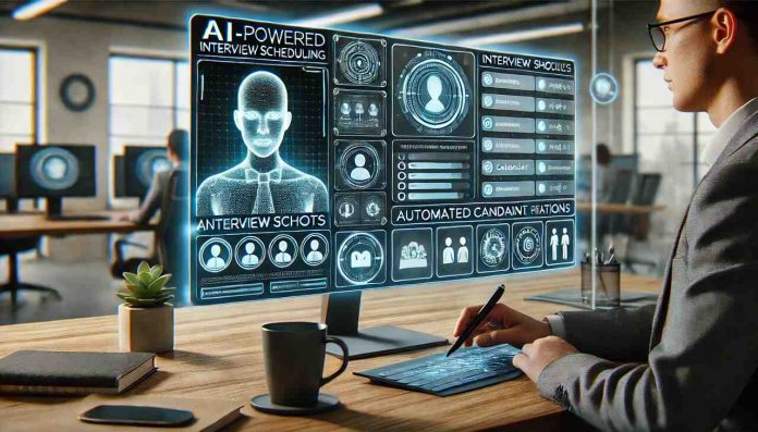 A hiring manager using AI-powered interview scheduling software to streamline recruitment.