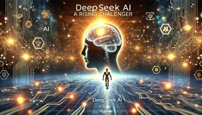 DeepSeek AI - A futuristic representation of an emerging AI challenger in the competitive artificial intelligence landscape.