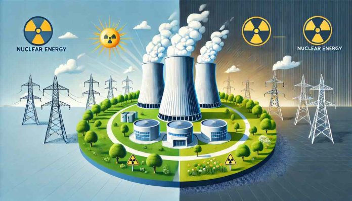 Illustration of a nuclear power plant showcasing both benefits and risks in energy policy decisions.