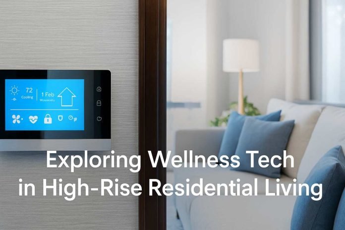 Exploring Wellness Tech in High-Rise Residential Living Smart wellness panel in high-rise apartment