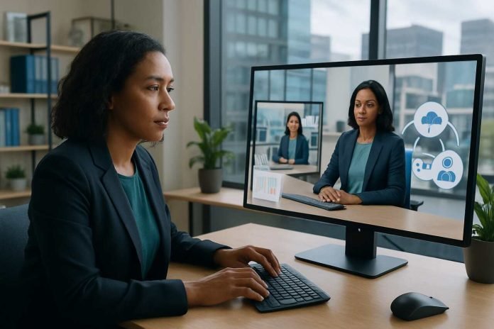 Salesforce Unveils Digital Twin for Business Ops, Letting Companies Safely Test AI Agents Before Launch Businesswoman testing AI digital twin on computer