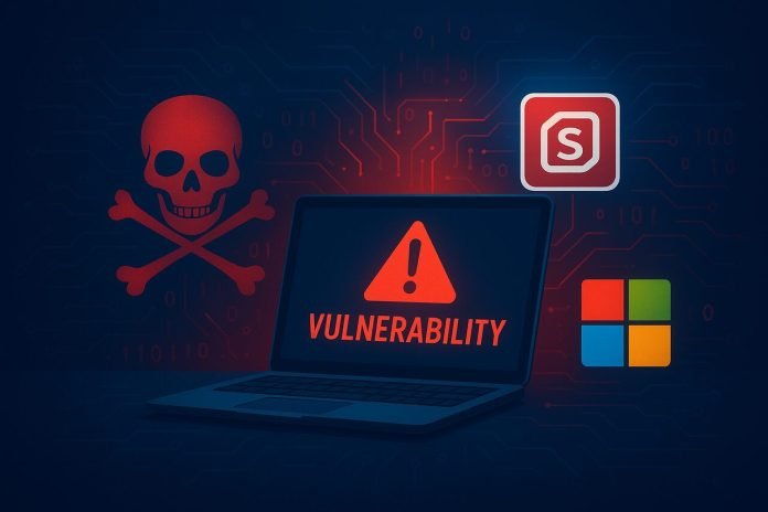 Cyberattacks Exploit ScreenConnect & Microsoft 365 Vulnerabilities Cybersecurity threat illustration showing ScreenConnect and Microsoft 365 vulnerabilities.