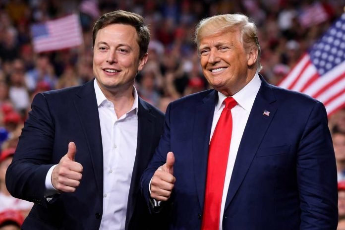 Elon Musk and Donald Trump together at GOP rally 2026.