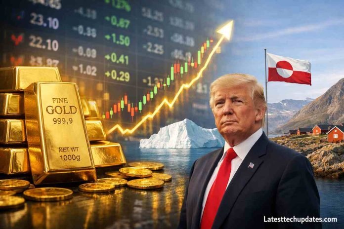 Gold Prices Surge to Record High Amid Trump’s Davos Agenda Focused on Greenland’s Strategic Gold prices surge with Trump in Greenland backdrop.