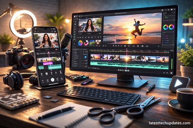 CapCut short-form video editing workspace on desktop and mobile
