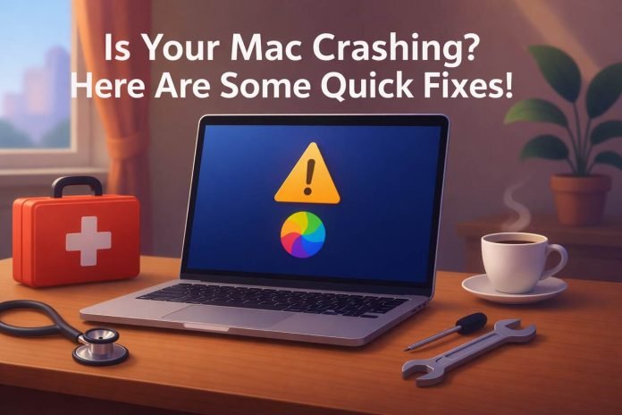 MacBook showing warning symbol for crashing issue