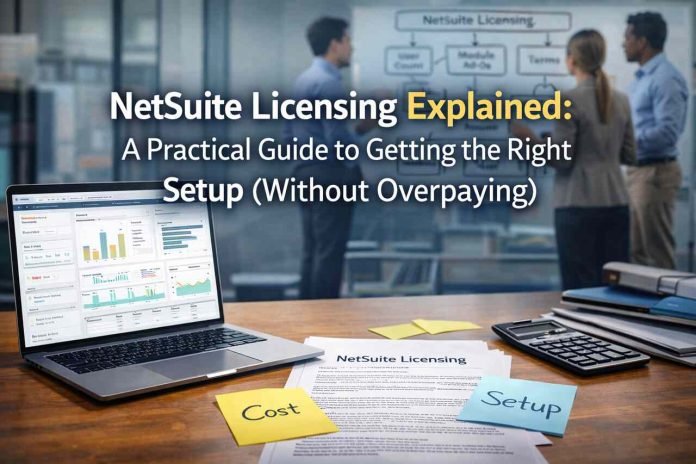 NetSuite Licensing Explained A Practical Guide to Getting the Right Setup (Without Overpaying) NetSuite dashboard with licensing setup and cost materials.