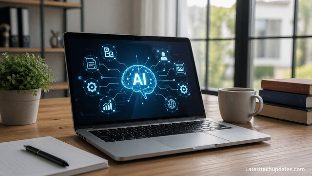 AI writing tools for SEO content on laptop