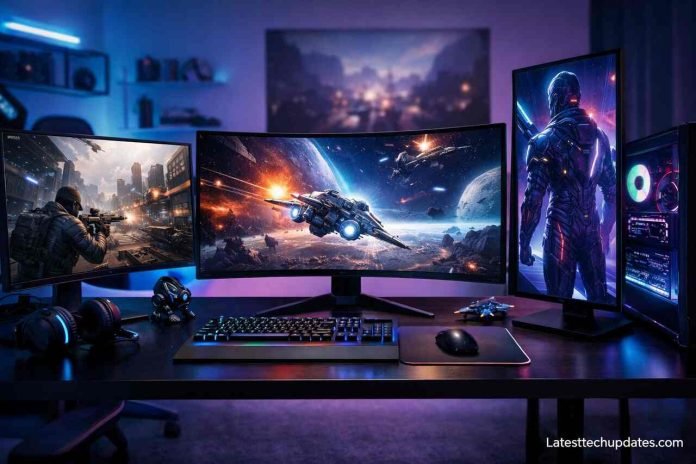 Samsung Leads Gaming Monitor Market: Semantic Dominance in Display Innovation Samsung gaming monitor setup with immersive display and RGB lighting