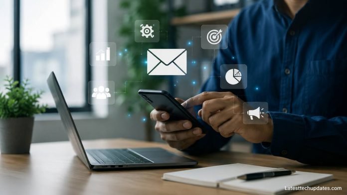 AI Tools for Email Marketing Automation AI tools dashboard for email marketing automation on laptop and smartphone