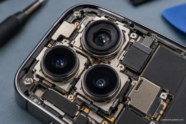 iPhone 18 Pro Max triple-camera system with variable-aperture main camera hardware.